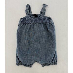 Baby GAP Infant Girl’s Chambray Floral Embroidered Bow Accent Outfit 6-12 Months